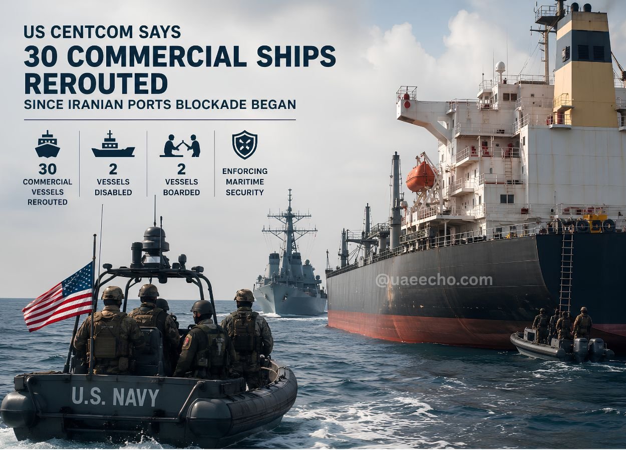 US CENTCOM Says 30 Commercial Ships Rerouted Since Iranian Ports Blockade Began US CENTCOM Says 30 Commercial Ships Rerouted Since Iranian Ports Blockade Began